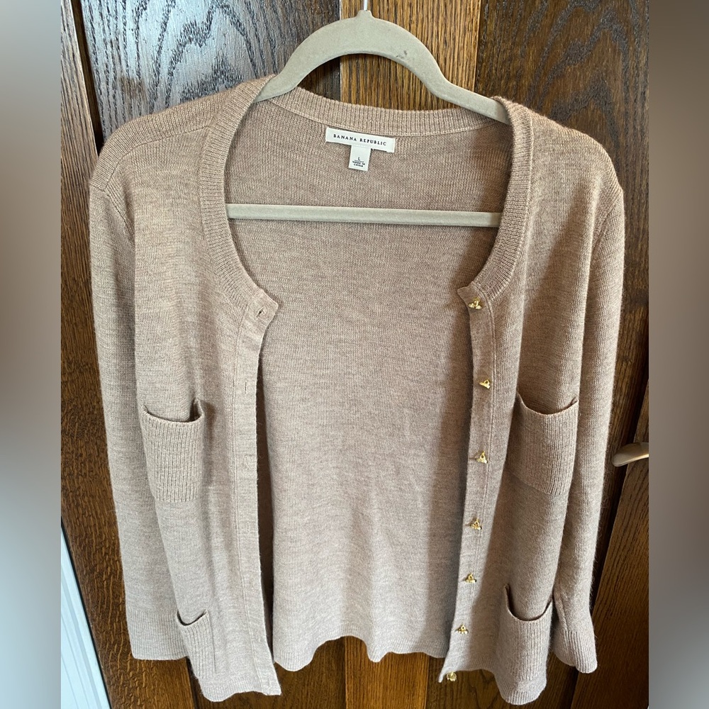 Banana Republic brand Alpaca cardigan with gold buttons